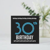 30歳誕生日パーティの招待状テンプレートピンクブラック 招待状 (スタンド正面)