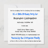 30歳誕生日パーティの招待状テンプレートピンクブラック 招待状 (裏面)