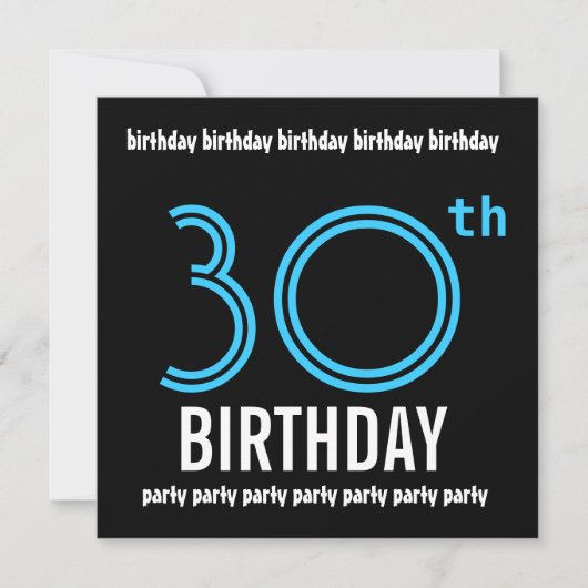 30歳誕生日パーティの招待状テンプレートピンクブラック 招待状 (正面)