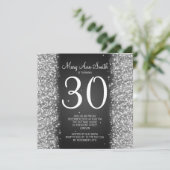 30歳誕生日パーティーきらめくグリッターブラック 招待状 (スタンド正面)