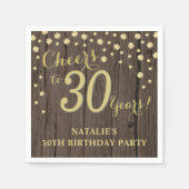 30歳誕生日パーティーウッ素朴ド&金ゴールドダイアモンドN スタンダードカクテルナプキン (正面)