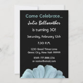 30歳誕生日パーティー青と緑のデイジーV200 招待状 (裏面)