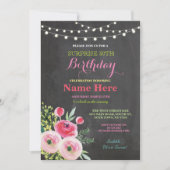 30歳誕生日パーティー黒板フローラピンク招待状 招待状 (正面)