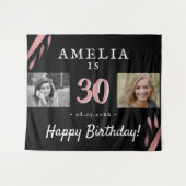 30歳誕生日ブラック2写真背景 タペストリー (正面(横))