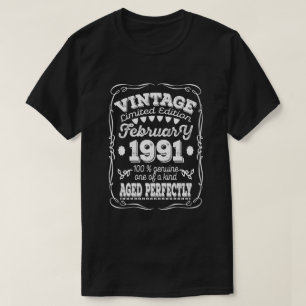 30歳誕生日プレゼントヴィンテージ1991年2月30年 Tシャツ