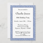 30歳誕生日ランダムナンバーパターン 青/白 招待状 (正面)