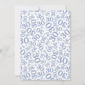 30歳誕生日ランダムナンバーパターン 青/白 招待状 (裏面)
