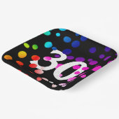 30歳誕生日レインボードット（黒背景） ペーパープレート (傾斜あり)