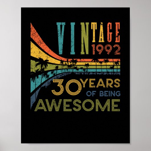 30歳誕生日ヴィンテージ1992 30歳 ポスター (正面)