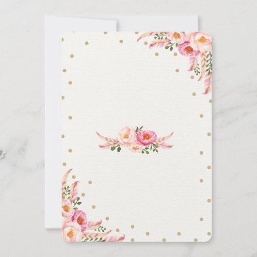 30歳誕生日招待状ピンク金ゴールドボホフローラ 招待状 (裏面)