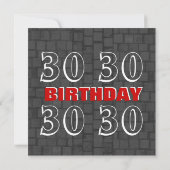 30歳誕生日赤モダン銀色黒D418 招待状 (裏面)