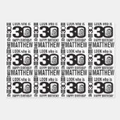 30歳誕生日4枚のフォト白黒モノ ラッピングペーパーシート (正面2)