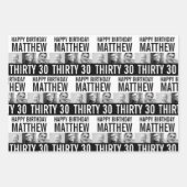 30歳誕生日4枚のフォト白黒モノ ラッピングペーパーシート (正面)