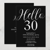 30歳誕生日 ブラック＆ホワイト シックな誕生日 招待状 (正面/裏面)