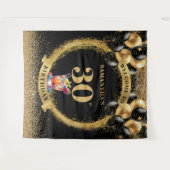 30歳魅力的の誕生日ウイスキー黒金ゴールドバナー タペストリー (正面(横))