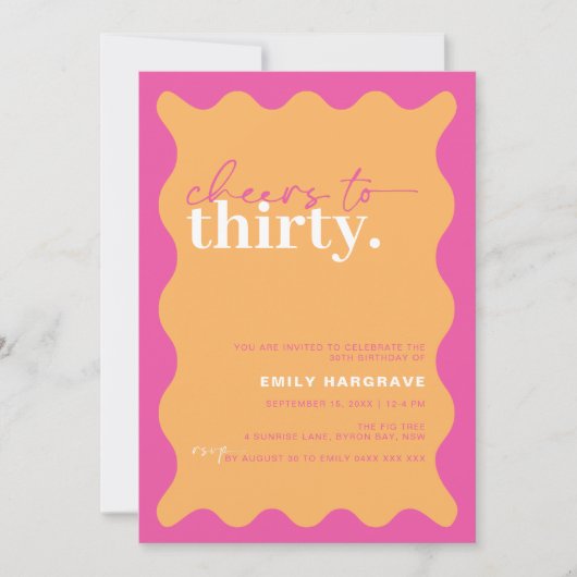 30歳鮮やかの誕生日パーティーへの応援 招待状 (正面)