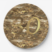 30歳30周年結婚金ゴールド ペーパープレート (正面)