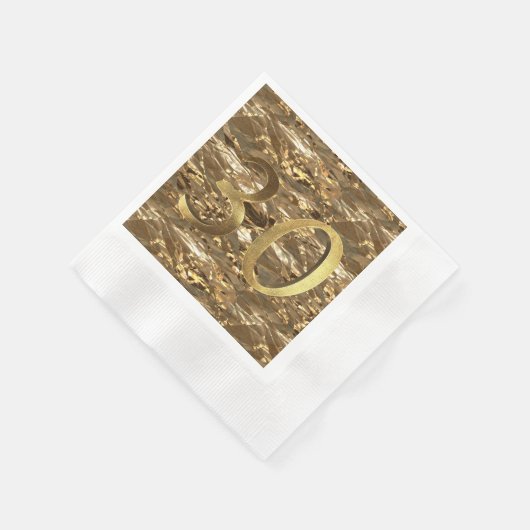 30歳30周年結婚金ゴールド 縁ありカクテルナプキン (角)
