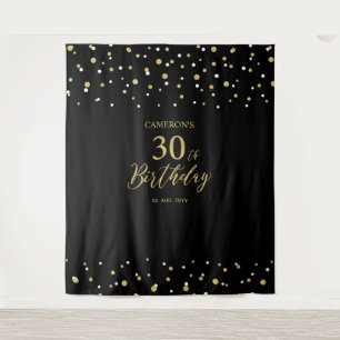 30歳 ゴールド & ブラック 30歳の誕生日パーティー 背景 タペストリー