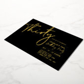 30歳 | ブラック モダン ゴールド 30歳の誕生日パーティー 箔招待状 (回転した状態)