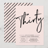 30歳 | モダンピンク 30歳の誕生日パーティー 招待状 (正面/裏面)
