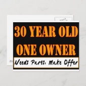 30歳、1人のオーナー – パーツが必要、提供を行う ポストカード (正面/裏面)