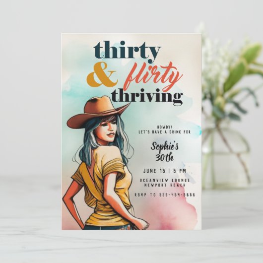 30気のあるそぶりをした歳の西シック30歳の誕生日 招待状 (スタンド正面)