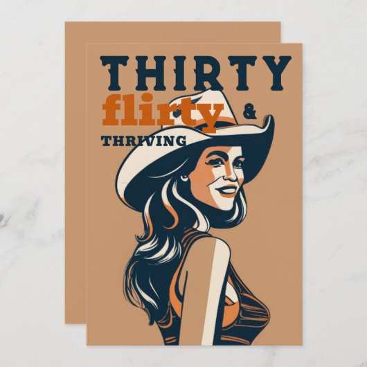 30気のあるそぶりをした歳の西レトロ 招待状 (正面/裏面)