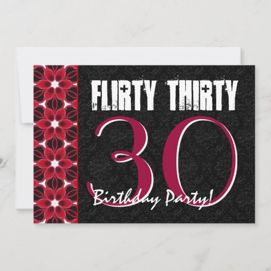 30気のあるそぶりをした歳の誕生日パーティー（ピンクと黒） 招待状 (正面)