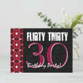 30気のあるそぶりをした歳の誕生日パーティー（ピンクと黒） 招待状 (スタンド正面)