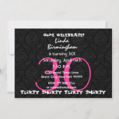 30気のあるそぶりをした歳の誕生日パーティー（ピンクと黒） 招待状 (裏面)
