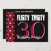 30気のあるそぶりをした歳の誕生日パーティー（ピンクと黒） 招待状 (正面/裏面)