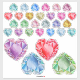 30水彩ハート宝石カラフルスクラップブック作り シール