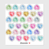 30水彩ハート宝石カラフルスクラップブック作り シール (シート)