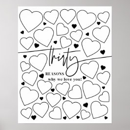30理由We Love Youハート誕生日Keepsake ポスター
