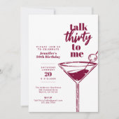 30番目のカクテル誕生日ホワイト 招待状 (正面)