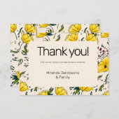 30番目のケシフローラ黄色の花ケシモダン サンキューカード (正面/裏面)