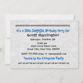 30番目のサプライズブルー&ホワイトバースデーパーティv001 招待状 (裏面)