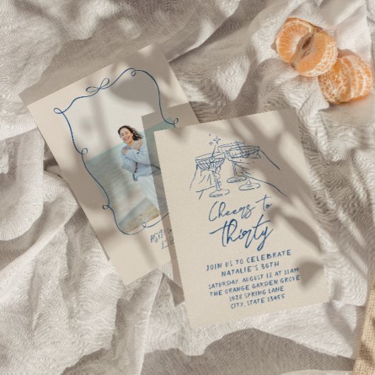 30番目のドドル応援から30番目の沿岸写真誕生日 招待状