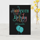 30番目のハッピーバースデースタイリッシュ文字名カラフル カード (黄色い花)
