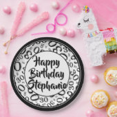 30番目のパーティー乱数パターン黒/白 ペーパープレート (パーティー)