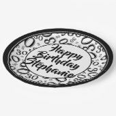 30番目のパーティー乱数パターン黒/白 ペーパープレート (アングル)