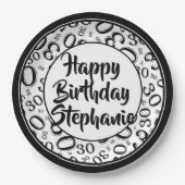 30番目のパーティー乱数パターン黒/白 ペーパープレート (正面)