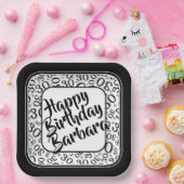 30番目のパーティー乱数パターン黒/白 ペーパープレート (パーティー)