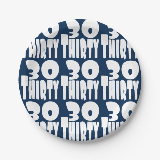 30番目の誕生日のビッグレタリング ペーパープレート (正面)