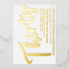 30番目の誕生日パーティーホワイト(金ゴールドスクリプト付き) 箔招待状