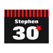 30番目の誕生日レッドブラックストライプとスターR12Z