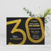 30番目の金ゴールドグリッター誕生日招待状 招待状 (スタンド正面)