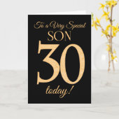 30番目の金ゴールド効果が黒に対して誕生日 カード (黄色い花)