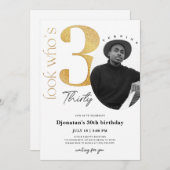 30番目の金ゴールド誕生日招待状(写真あり) 招待状 (正面/裏面)